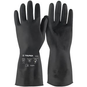 Guantes de Caucho Talla G con interior de algodón puño largo, uso industrial, GU-PIN-G 14267 Truper