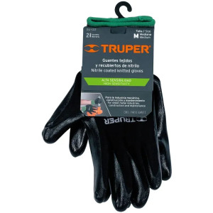 Guantes de Nylon Talla M recubierto de Nitrilo puño tejido, uso metalmecanica, GUX-NIT-M 13294 Truper