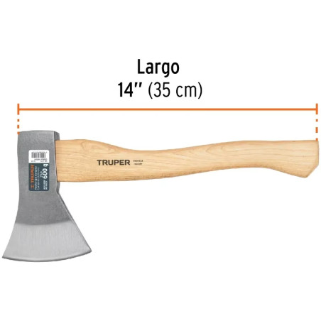 Hacha europeo 600g MangoHickory 14" Truper 14954