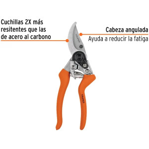 Tijera de Poda 8", cuerpo de Aluminio, cuchilla acero SK5, Ligero y Resistente, T-45 18453 Truper