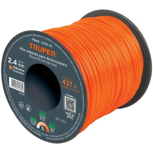 Hilo Redondo para desbrozadora 2.4mm x437M Carrete, HTR5-95 17648 Truper