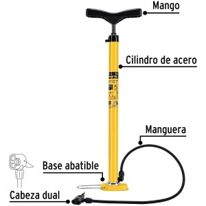 Inflador Manual 23", Cuerpo Metalico, Presion Maxima 116 PSI, BOM-P 21690 Pretul