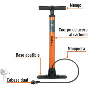 Inflador Manual 23", Cuerpo Metalico, Presion Maxima 100 PSI, BOM-TR 14863 Truper