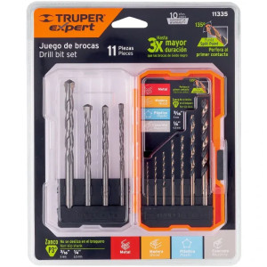 Juego de Brocas para metal 11 Piezas de Alta Velocidad Turbo Steel y Concreto, JBAC-11 11335 Truper