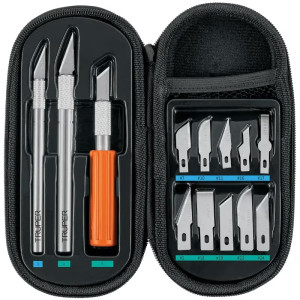 Juego de 10 Cuchillas Hobby con estuche, Truper 17512