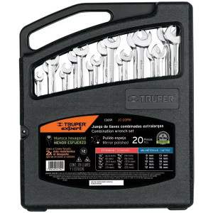 Juegos de 20 Llaves Combinadas extralargas STD y MM Truper 13691