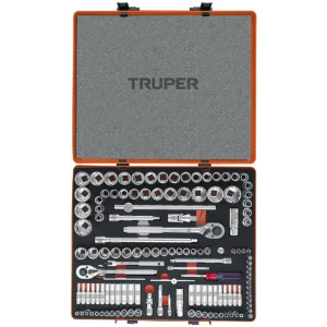 Juego de dados 135 Piezas mixto E1/4 E3/8 E1/2 CrVanadio, Truper 13975