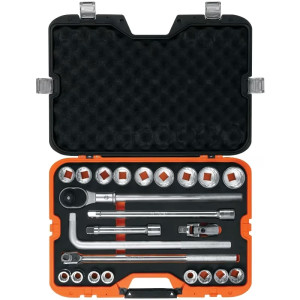 Juego de dados 24 piezas en Pulgadas, encastre 3/4", en acero al cromo vanadio, JD-3/4X24P 13970 Truper