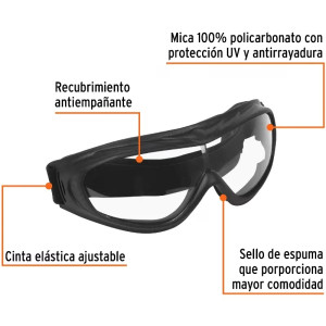 Goggles de seguridad ligeros mica transparente, Truper 19952
