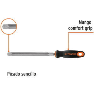 Lima Triangulo Bastardas 8" Ancho 11/16, Mango Comfort Grip, LPT-8T 15308 Truper
