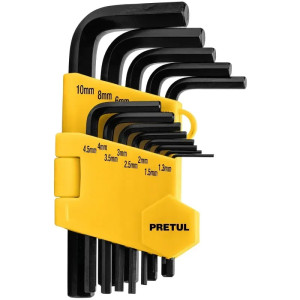 Juego Llaves Allen 13 Piezas Milimetricas con Organizador, Acero al Carbono, ALL-13M-P 21857 Pretul