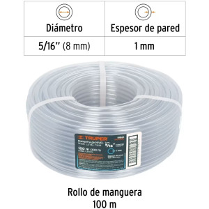 Manguera de Nivel 5/16" Espesor 1mm, 100 Metros Peso 3.5Kg, MAN-5/16N 19861 Truper