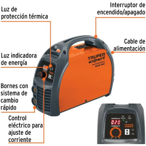 Maquina de Soldar Inversor Soldadoras 23 - 160A SMAW, Incluye PortaElectrodo Careta y Cepillo, SOIN-160 13694 Truper