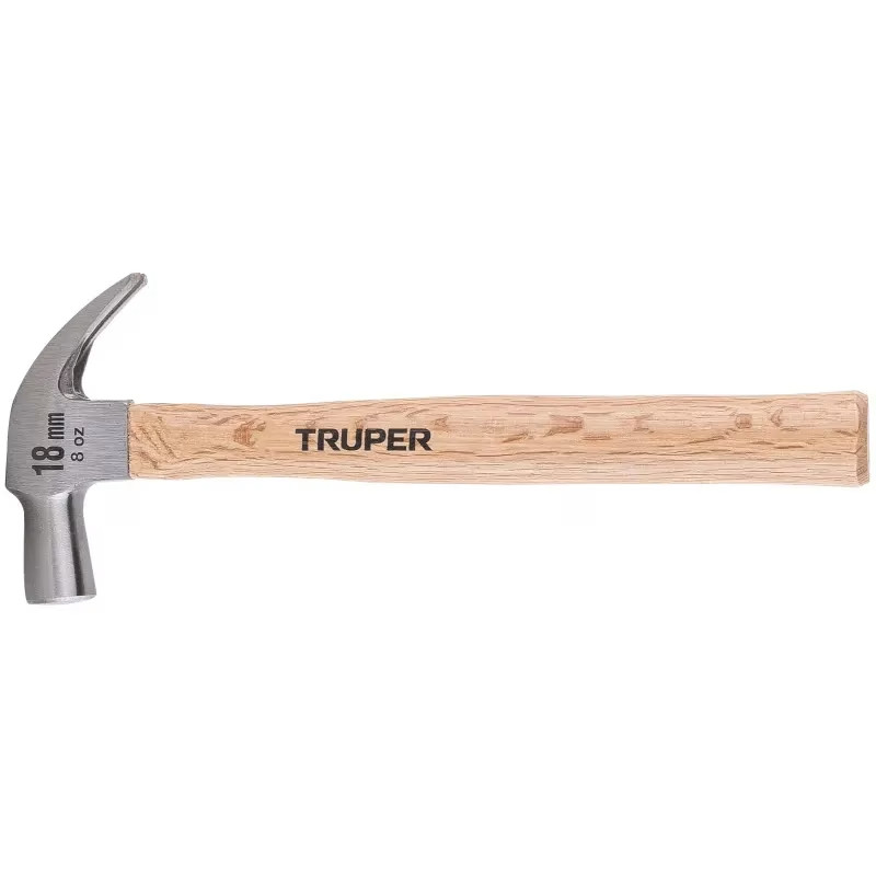 Martillo 8oz uña curva Cabeza Conica Pulidos, Boca18mm Mango11", MAC-18 10554 Truper