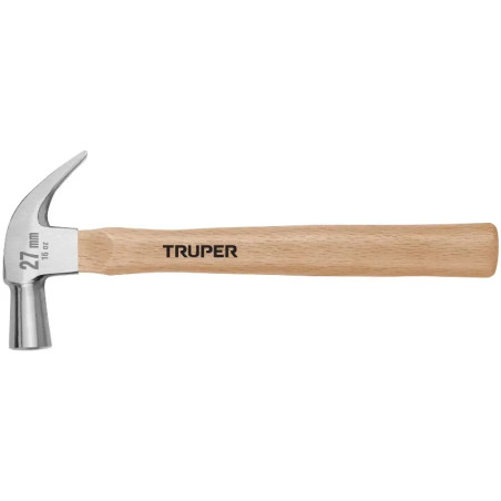 Martillo 16oz uña curva Cabeza Conica Pulidos, Boca27mm Mango13", MAC-27 10560 Truper