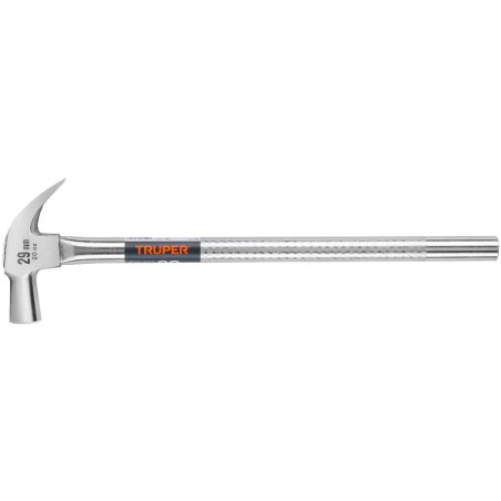 Martillo Pulido uña curva Cabeza Conica 20oz, Cara 29mm, Mango 20" Tubular Antiderrapante, MAC-29T 11175 Truper