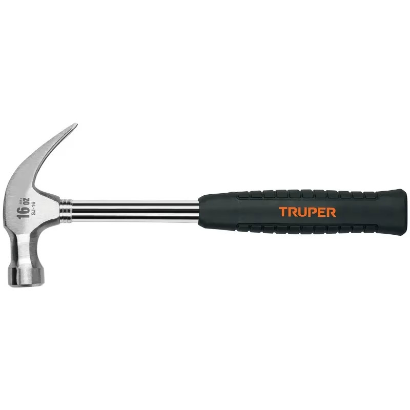 Martillo 16oz Uña curva Pulidos Tubular Boca1-1/8" Mango13" de Neopreno, SJ-16 16700 Truper