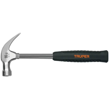 Martillo 16oz Uña curva Pulidos Tubular Boca1-1/8" Mango13" de Neopreno, SJ-16 16700 Truper