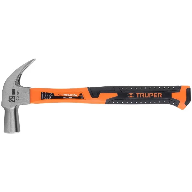 Martillo 20oz uña curva Cabeza Conica Pulidos, Boca29mm Mango13" de Fibra de Vidrio, MAC-29F 10852 Truper