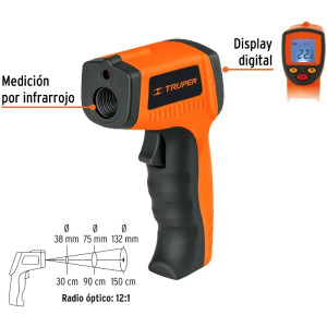 Medidor Infrarojo de Temperatura 500°C SinContacto 2AAA, Truper 18229