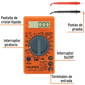 Multitester Ditital Escolar, MUT-830 10400 Truper