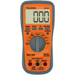 Multitester Digital MUT-60A True RMS 10A APO diodo continuidad y transistor 9V, Truper 100362