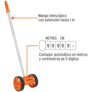Odometro con freno, doble Rueda 4", Contador Automatico Metros Decimetros, Cuerpo ABS Facil Manejo, ODM-4 15830 Truper