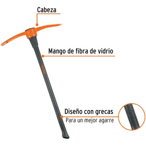 Pico Peruano 5lb o 2.26kg, en acero alto Carbono, Mango 36" Fibra de Vidrio, ZP-5AFX 10636 Truper