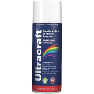 Pintura en Spray Ultracraft Blanco Brillante, 400ml, secado rapido libre de Plomo, PA-BB-U 40022 Truper