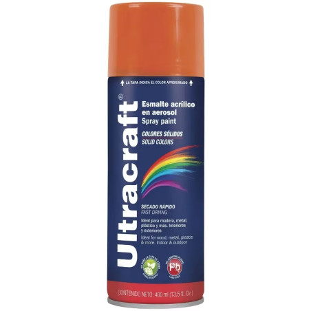 Pintura en Spray Ultracraft Naranja, 400ml, secado rapido libre de Plomo, PA-NA-U 40036 Truper