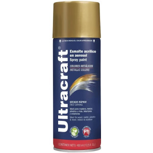 Pintura en Spray Ultracraft Dorado Metalico, 400ml, secado rapido libre de Plomo, PA-DO-U 40039 Truper
