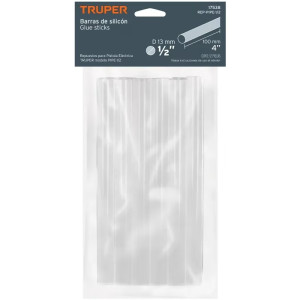 Barra de Silicona 1/2 10cm, Glue Sticks Blister 12pzas, Truper 17538