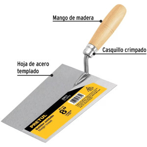 Plancha de Batir 8", en acero al medio carbono, para Albañileria, CT-8PPB 20611 Pretul