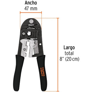 Pinza Ponchadora 8" Pulgadas 8 Contactos RJ-45 Para redes, corta pela y poncha, PRJ-45 18342 Truper