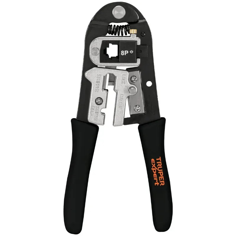 Pinza Ponchadora 8" Pulgadas RJ-9, RJ-11, RJ-12, RJ-45, con modulos intercambiables, PRJ-3X 18343 Truper