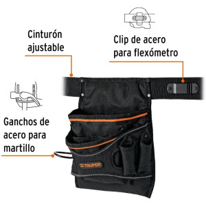 Portaherramientas 13 Compartimientos Poliester Forro PVC con cinturon, Truper 15313