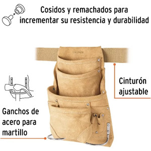 Portaherramientas 12 Compartimientos Carnaza con Cinturon, Truper 11536
