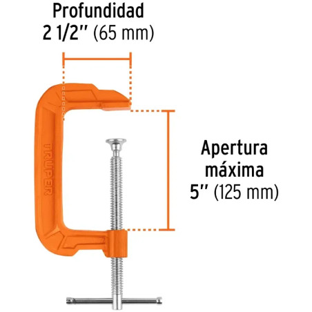 Prensa de hierro Nodular 5", Manija deslizante en T, uso general, PNT-5 17662 Truper