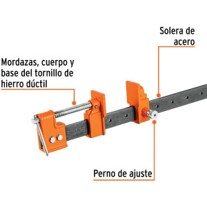 Prensa Sargentas con Solera Apertura 72" Largo 80", Hierro nodular Solera de acero, S6 17739 Truper