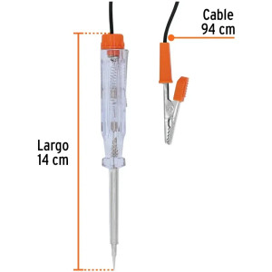 Probadores Piloto Corriente directa 14 cm con Caiman, ideal para circuitos 12 V, PROCO-14X 13987 Truper