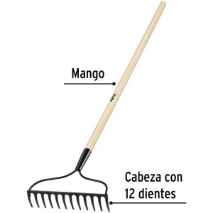 Rastrillos 30cm 12 dientes Mango 122cm 48" Recto Pretul 20613