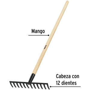 Rastrillos 30cm 12 dientes Mango 122cm 48" Recto Pretul 22697