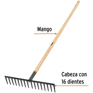 Rastrillos 46cm 16 dientes Mango Fresno 152cm 60" Recto Truper R-16MX 17888