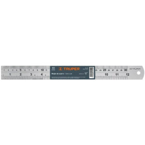 Regla de Acero Inoxidable 30cm, Con tabla de conversion al reverso, RGL-30 14387 Truper