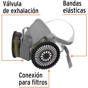 Respirador Profesional con Cartuchos Incluido Multi-Gas Media Cara, Banda Elastica, KIT-RES-MU 13730 Truper