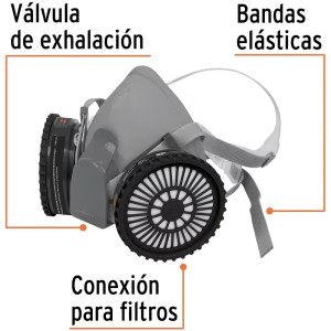 Respirador Profesional con Cartuchos Pintura y Pestecidas Media Cara, Banda Elastica, KIT-REP-PP 13731 Truper