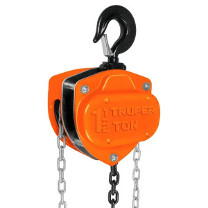 Tecle Industrial 1 1/2 Toneladas, Doble Trinquete, Mecanismo de triple engranaje, Peso 16.4kg, POL-1-1/2 16825 Truper