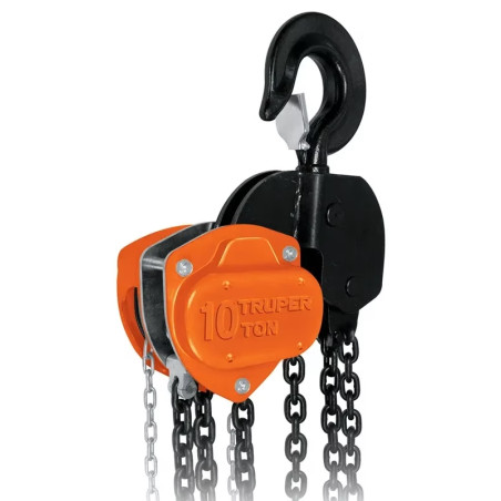 Tecle Industrial 10 Toneladas, Doble Trinquete, Mecanismo de triple engranaje, Peso 68kg, POL-10 16829 Truper
