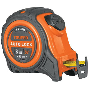 Wincha Flexometro Auto-Lock 8M con TPR, cinta medicion ambos lados, carcasa ABS, FA-8M 10749 Truper