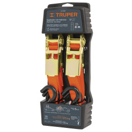  Sujetadores de Carga con Ratchet, Carga Maxima 1125kg, ideal para Autos y Motocicletas, SU-1125R 19282 Truper 38.983051 Sujetad